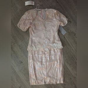 Stenay Vintage Couture Blush Sequin Embellished Dress NWT